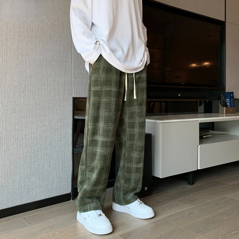 Casual Pants Men High Street Ins Fashion Wide Leg Spodnie Plaid Korean Style Handsome Students Corduroy Autumn Elastic Waist New
Casual Pants Men High Street Ins Fashion Wide Leg Spodnie Plaid Korean Style Handsome Students Corduroy Autumn Elastic Waist New