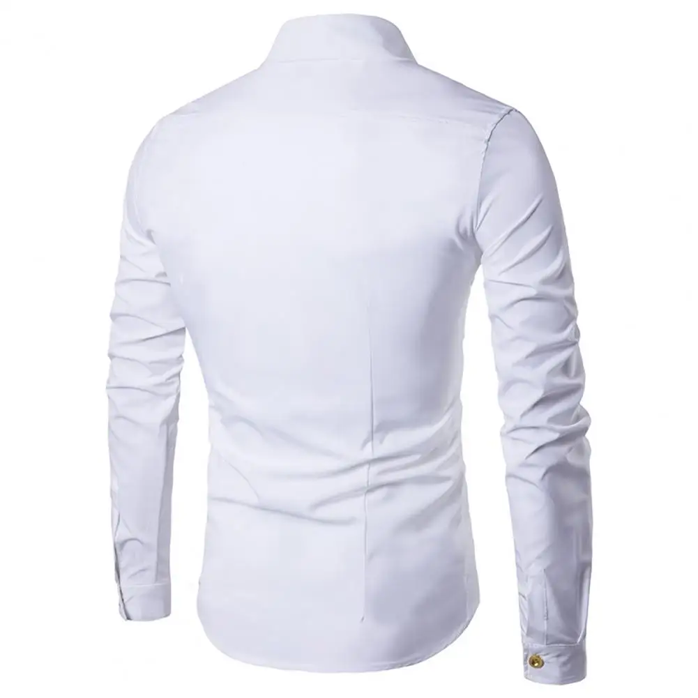 

Temperament Stylish Turndown Collar Oblique Buttons Shirt Spring Autumn Men Top Long Sleeves for Daily Wear