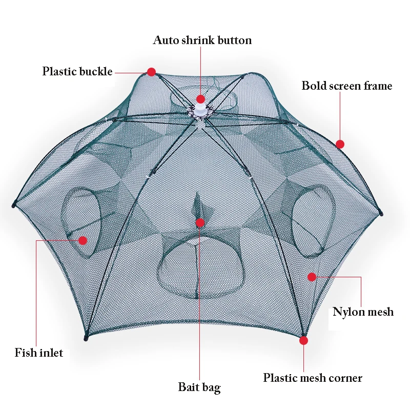 Strengthened Fishing Network 4-20 Holes Shrimp Cage Fishing Net Nylon Foldable Crab Fish Trap Cast Net Folding Fishing Tools
Strengthened Fishing Network 4-20 Holes Shrimp Cage Fishing Net Nylon Foldable Crab Fish Trap Cast Net Folding Fishing Tools