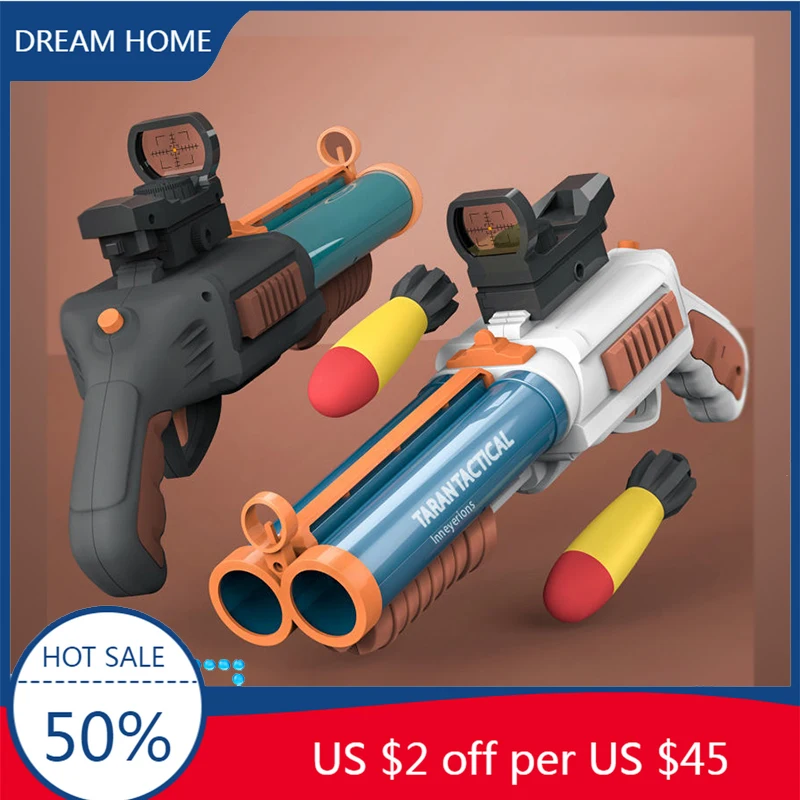 

2023 Children's Toy Gun Launching Sponge EVA Throwing Shell Case Bullet Lighting Sound Effect Gift for Boys and Girls
