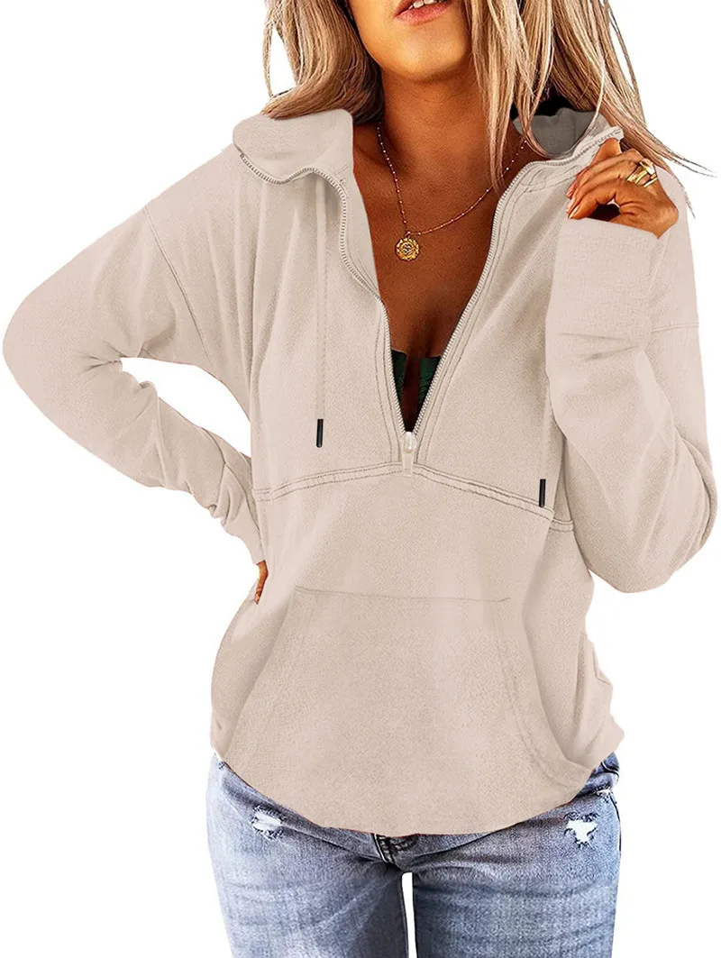 Women's Drawstring Pullover Hoodies Quarter Zip Button Down Long Sleeve Hooded Sweatshirt with Pockets
Women's Drawstring Pullover Hoodies Quarter Zip Button Down Long Sleeve Hooded Sweatshirt with Pockets