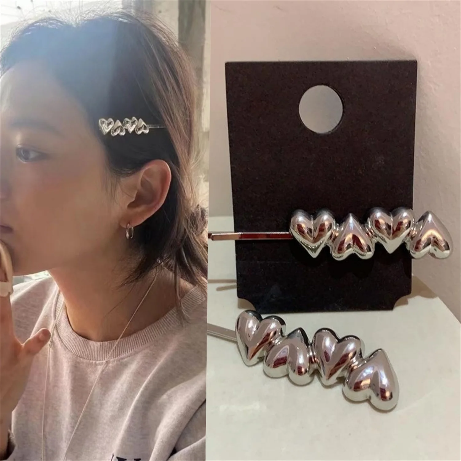 Korean Silver Color Love Heart Metal Hairpin for Women Girl Vintage INES Summer Jewelry 2023 Headwear Hair Accessories
Korean Silver Color Love Heart Metal Hairpin for Women Girl Vintage INES Summer Jewelry 2023 Headwear Hair Accessories