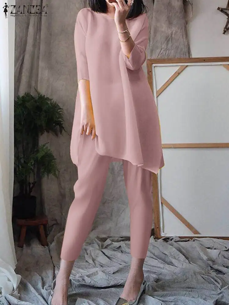 ZANZEA Half Sleeve Long Tops Holiday 2pcs Outfits Solid Loose Pant Sets Fashion Elastic Waist Capris Sets Casual Women Tracksuit
ZANZEA Half Sleeve Long Tops Holiday 2pcs Outfits Solid Loose Pant Sets Fashion Elastic Waist Capris Sets Casual Women Tracksuit
