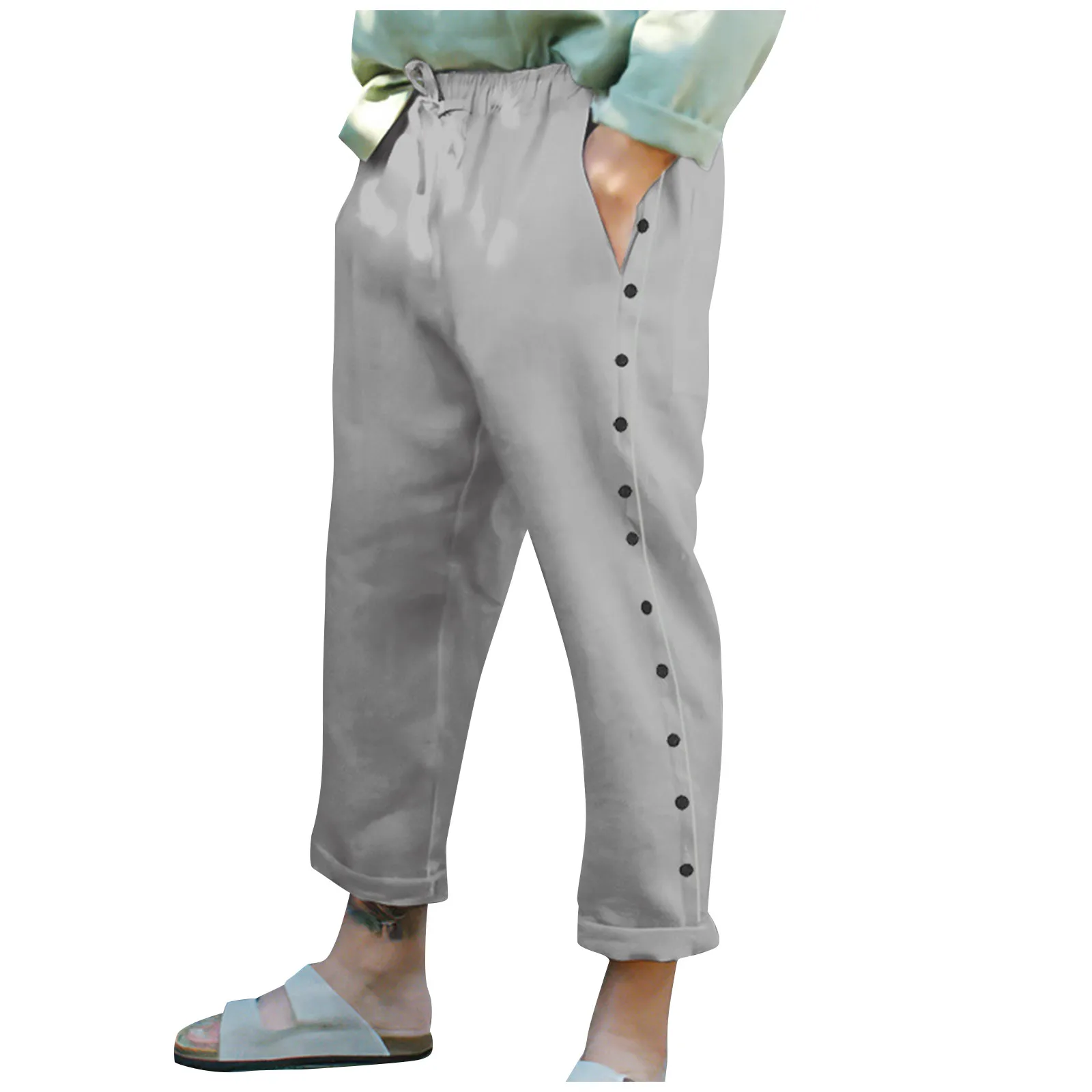 Summer Men's Pants Loose Beach Capris Band Trouser Casual Solid Color Pants Streetwear Men Fashion Clothing
Summer Men's Pants Loose Beach Capris Band Trouser Casual Solid Color Pants Streetwear Men Fashion Clothing