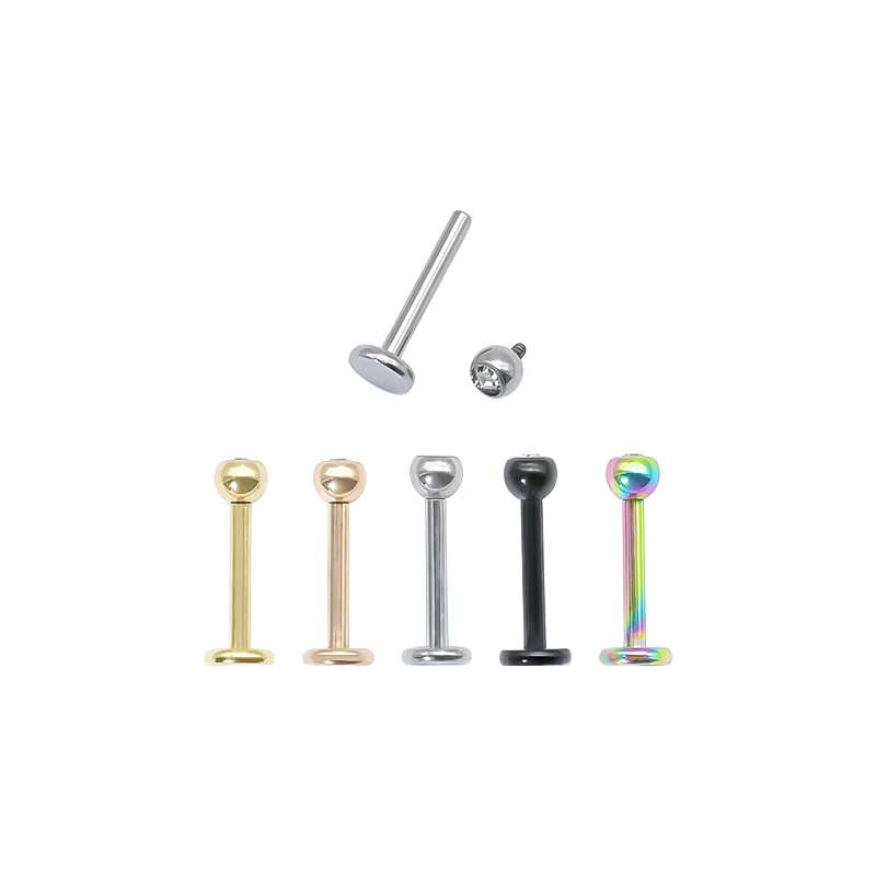 

1PC Gem Crystal Labret Piercing G23 Titanium Labret Stud Lip Rings Ear Cartilage Tragus Helix Rook Conch Earring For Women Men