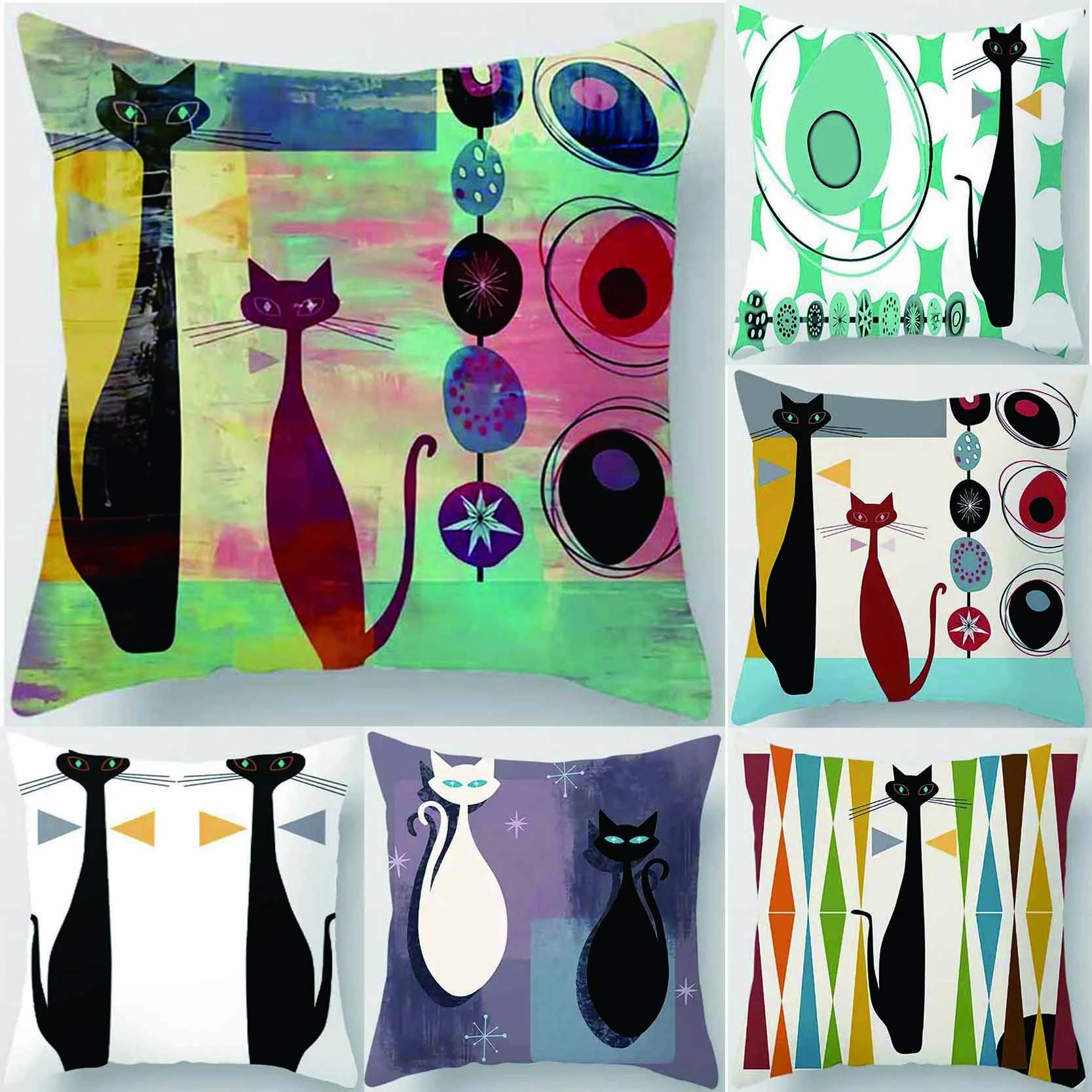 Abstract style cat printing square pillowcase, used for home decoration, car sofa cushion cover 45x45cm
Abstract style cat printing square pillowcase, used for home decoration, car sofa cushion cover 45x45cm