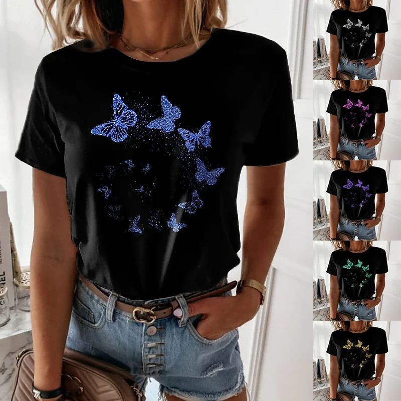 Summer Elegant Women's Butterfly 3D Printed Shirt Short Sleeve Top New Street Casual Polyester T Shirt Fashion Loose Crew Neck T
Summer Elegant Women's Butterfly 3D Printed Shirt Short Sleeve Top New Street Casual Polyester T Shirt Fashion Loose Crew Neck T