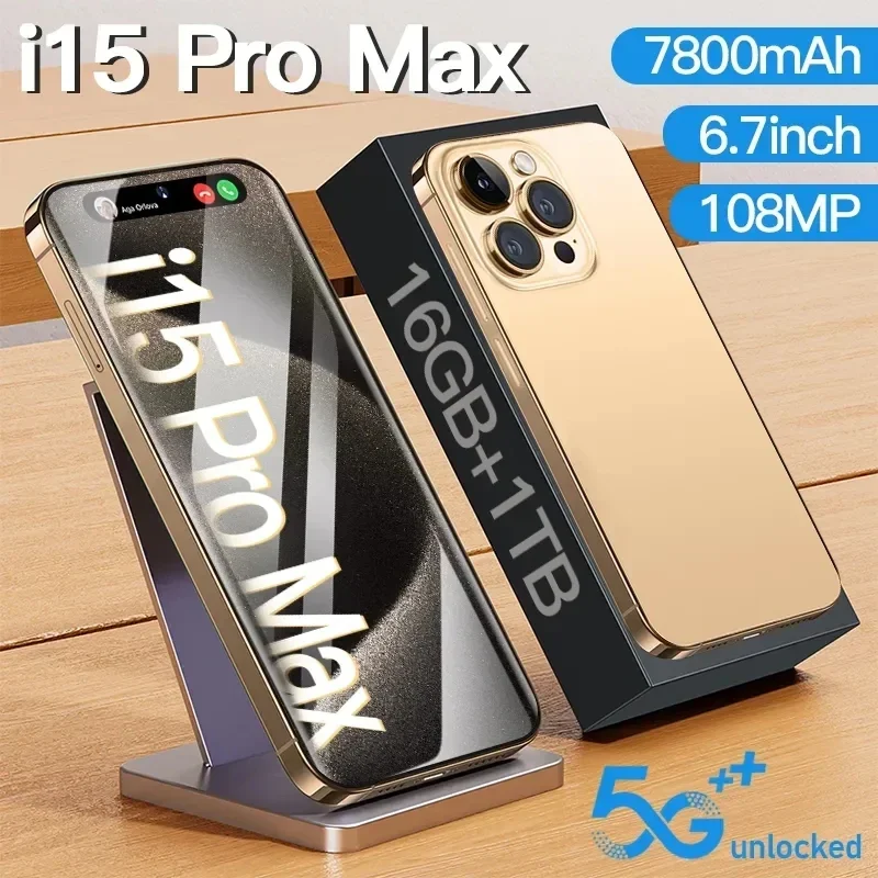 

New 15 Pro Max original cell phone 3G 4G 5G unlocked phone 7800mAh 16G+1TB Cell phone 108MP mobiles phone original