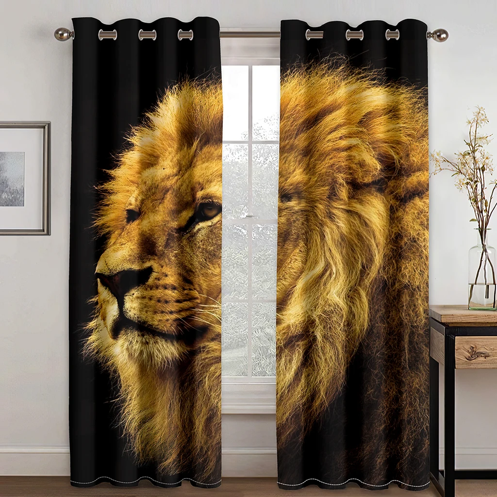 Big Lion Curtains for Living Room Luxury 3D Decorative Curtain for Bedroom Hall Grommet Window Drapes Room Decor 2PCS Black
Big Lion Curtains for Living Room Luxury 3D Decorative Curtain for Bedroom Hall Grommet Window Drapes Room Decor 2PCS Black