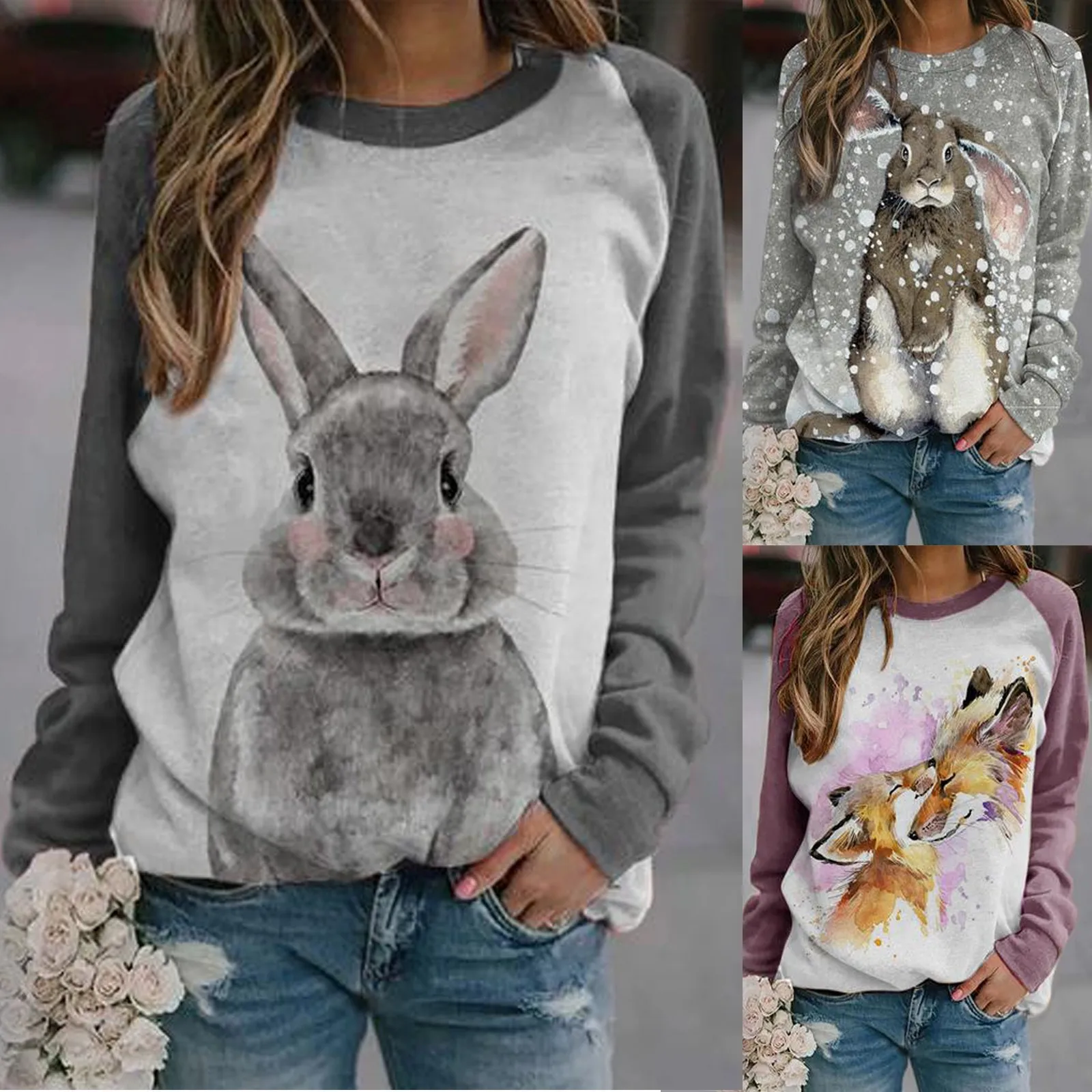 European women's clothing spring fall 2022 new round collar cute animal long sleeve casual loose shirt women
European women's clothing spring fall 2022 new round collar cute animal long sleeve casual loose shirt women