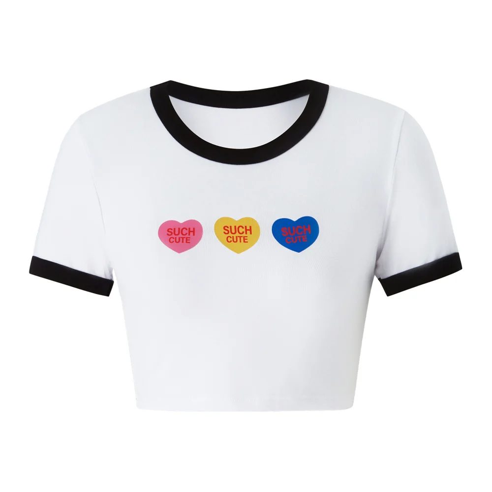 2022 Women Casual Slim Fit Crop Tops Short Sleeve Round Neck Letters Print Patchwork T-Shirt Kawaii Easy-Matching Tees Summer
2022 Women Casual Slim Fit Crop Tops Short Sleeve Round Neck Letters Print Patchwork T-Shirt Kawaii Easy-Matching Tees Summer