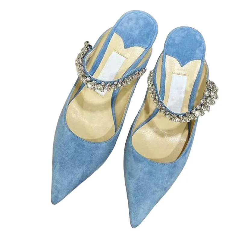 

Baotou Slipper Female Spring 2023 New Rhinestone Sandals and Semi-trailer High Heels Temperament Online Celebrity Muller Shoes