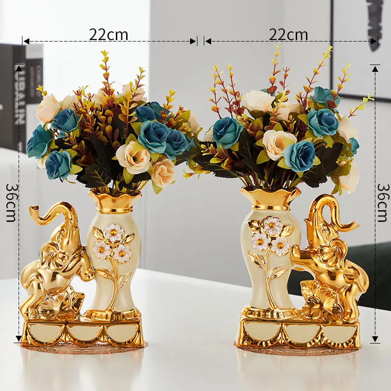 European Style Ceramic Golden Vase Arrangement Dining Table Home Decoration Accessories Creative Golden Elephant Vases
European Style Ceramic Golden Vase Arrangement Dining Table Home Decoration Accessories Creative Golden Elephant Vases