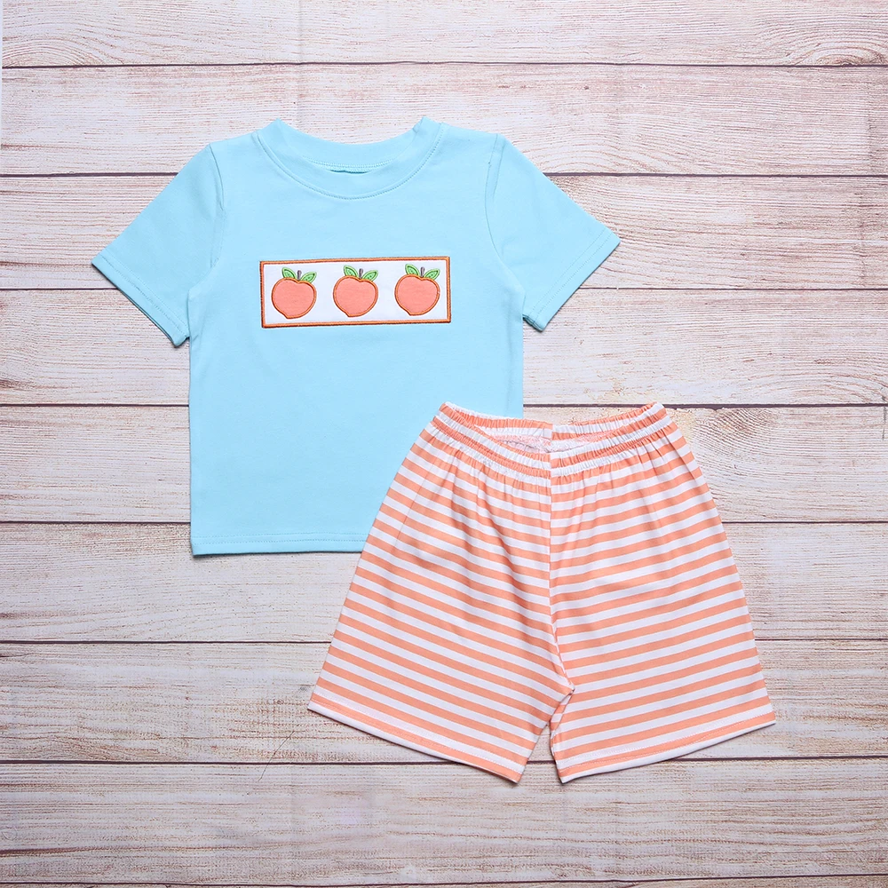 Оптовая продажа, Детский комплект из хлопковой футболки с коротким рукавом и синего цвета, топ с круглым вырезом и персиковым принтом для ма...
Оптовая продажа, Детский комплект из хлопковой футболки с коротким рукавом и синего цвета, топ с круглым вырезом и персиковым принтом для ма...