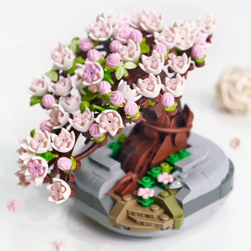 

Подарочный букет для девочек, строительные блоки «сделай сам», романтическая Цветочная Роза, бонсай, строительная модель, декоративные бло...