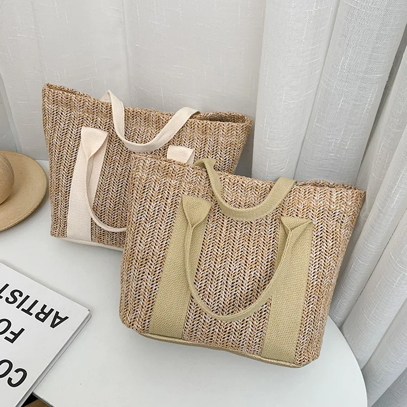Summer Trend Straw Bags New Popular Hit Color Handbags For Women 2022 Designer Luxury Zipper Color Matching Tote Beach Bag 
Summer Trend Straw Bags New Popular Hit Color Handbags For Women 2022 Designer Luxury Zipper Color Matching Tote Beach Bag