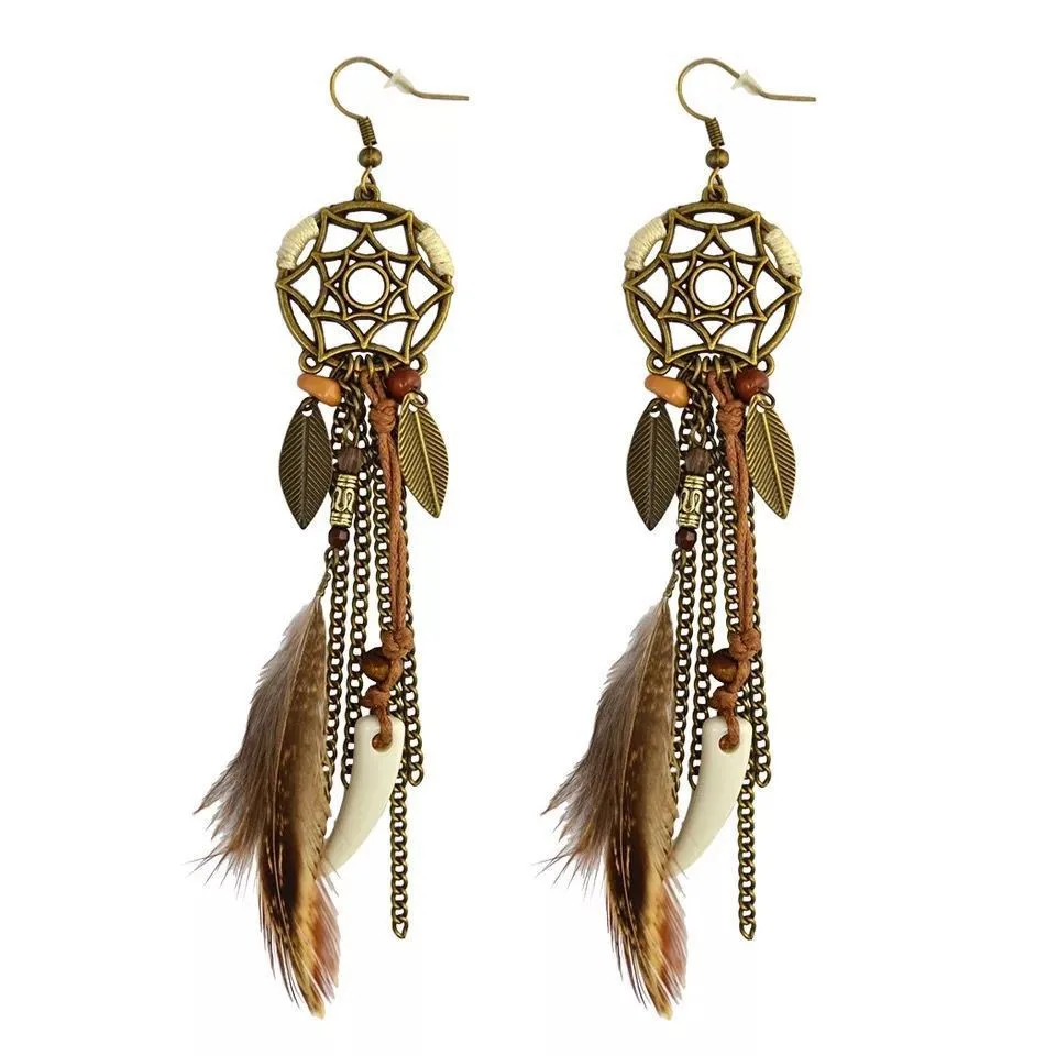 Round Dreamcatcher Leaf Brown Tassel Feather Earrings Leaves Post Drop Earrings for Women Bohemian Dangle Earrings Jewelry 
Round Dreamcatcher Leaf Brown Tassel Feather Earrings Leaves Post Drop Earrings for Women Bohemian Dangle Earrings Jewelry