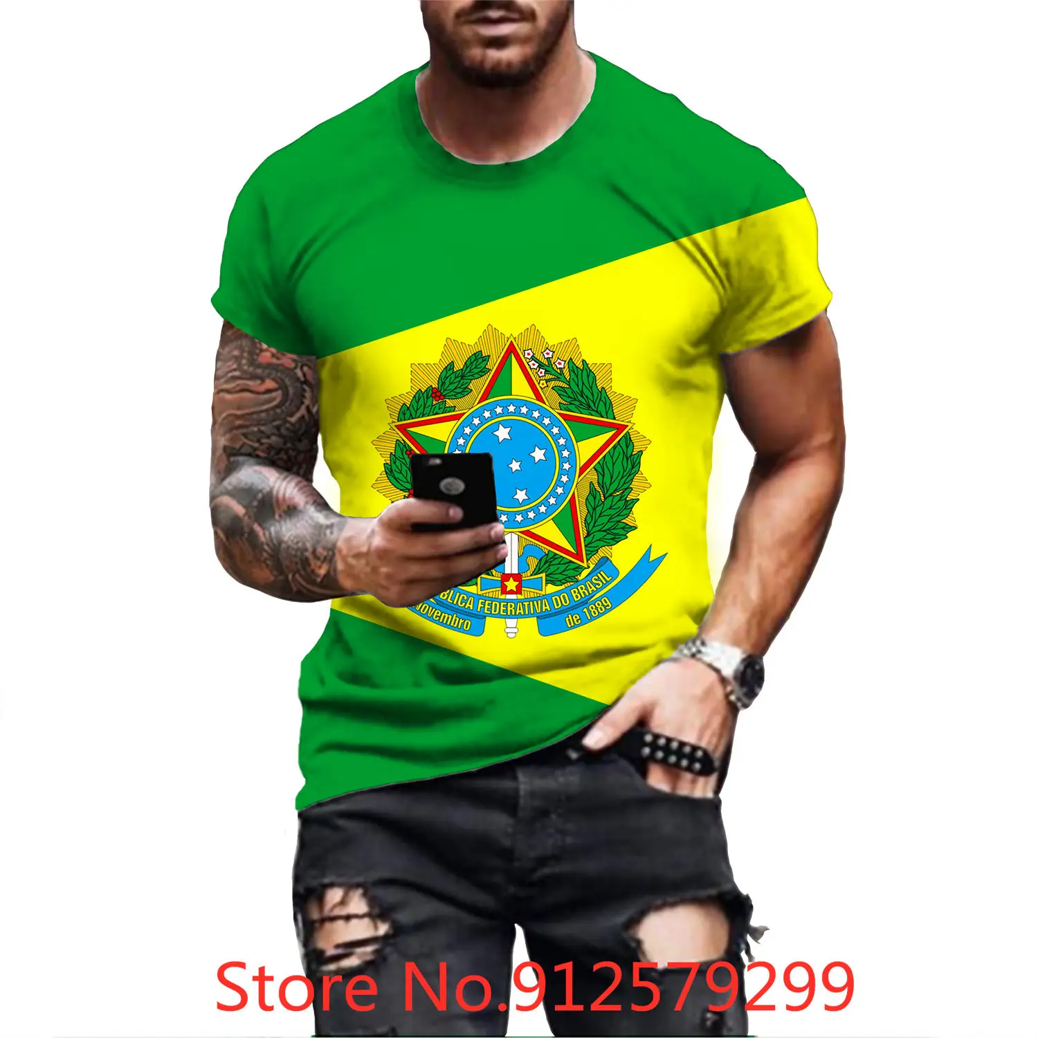 2022 Men's Summer Short Sleeve Brazil Flag 3D Printing T Shirt Harajuku Hip Hop Fashion Streetwear Brazil T-shirt 
2022 Men's Summer Short Sleeve Brazil Flag 3D Printing T Shirt Harajuku Hip Hop Fashion Streetwear Brazil T-shirt