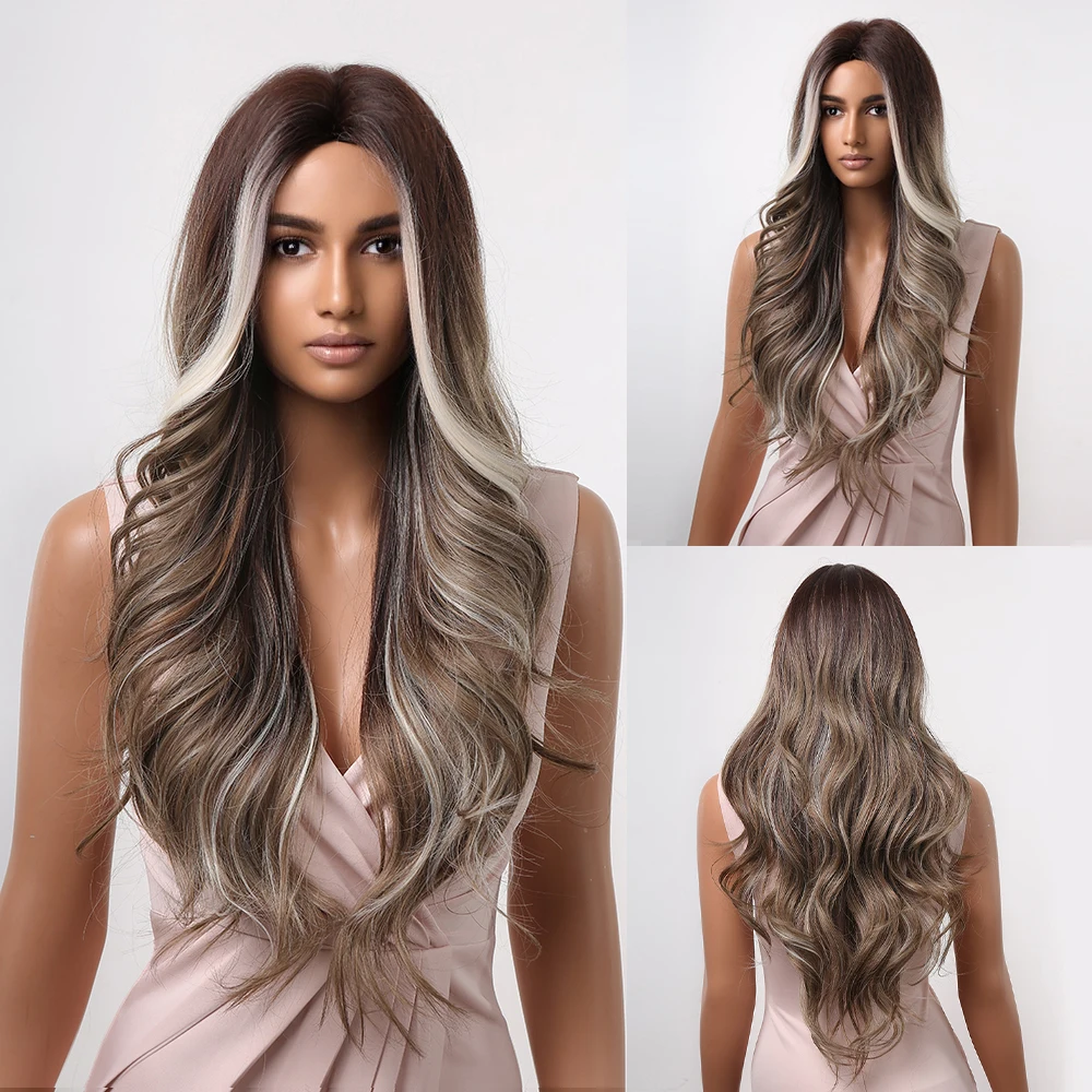 Dark Brown Synthetic Wigs with Highlight Long Wavy Wigs Middle Part for Black Women Cosplay Wigs Heat Resistion Natural Hair
Dark Brown Synthetic Wigs with Highlight Long Wavy Wigs Middle Part for Black Women Cosplay Wigs Heat Resistion Natural Hair