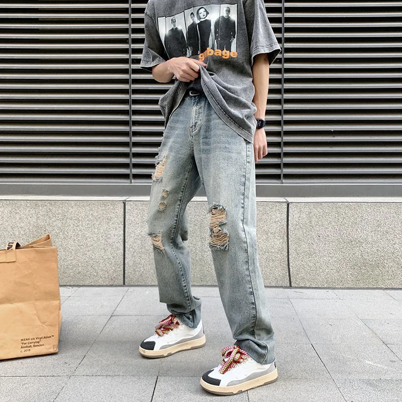 Summer Blue Ripped Baggy Jeans Men Fashion Casual Retro Straight Jeans Mens Streetwear Loose Hip Hop Hole Denim Pants Men S-2XL
Summer Blue Ripped Baggy Jeans Men Fashion Casual Retro Straight Jeans Mens Streetwear Loose Hip Hop Hole Denim Pants Men S-2XL