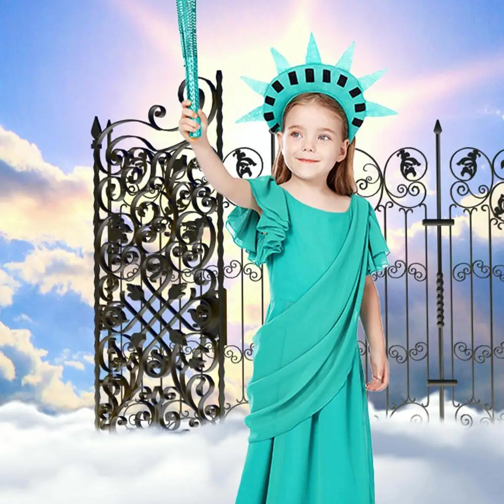 

Girl American Statue of Liberty Costume Purim Halloween Ancient Greek Roman Robe Children's Day Carnival Cosplay Fancy Dress