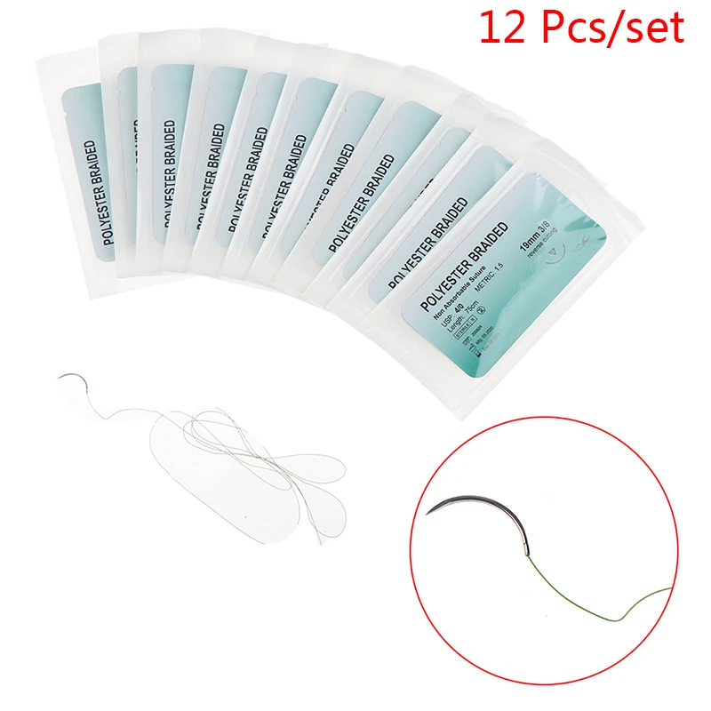 12 Pcs Polyester Braided Medical Needle Suture Monofilament Thread Practice Kit 2/0,3/0,4/0
12 Pcs Polyester Braided Medical Needle Suture Monofilament Thread Practice Kit 2/0,3/0,4/0
