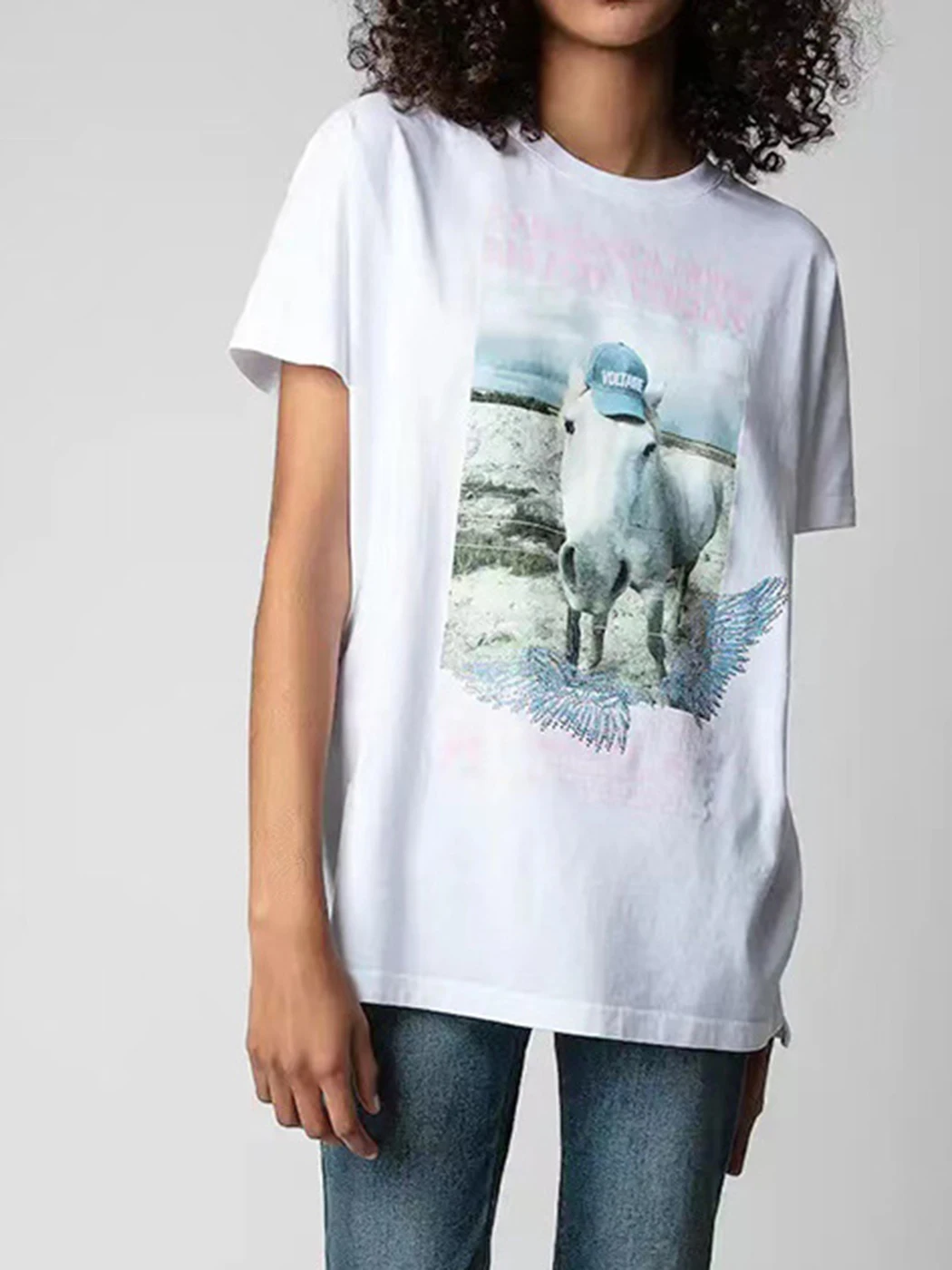 Animal Graphic Strass T-shirts Women 2023 Summer Clothing Fashion Short Sleeve T-shirt Loose Casual Tees Tops Streetwear Female 
Animal Graphic Strass T-shirts Women 2023 Summer Clothing Fashion Short Sleeve T-shirt Loose Casual Tees Tops Streetwear Female