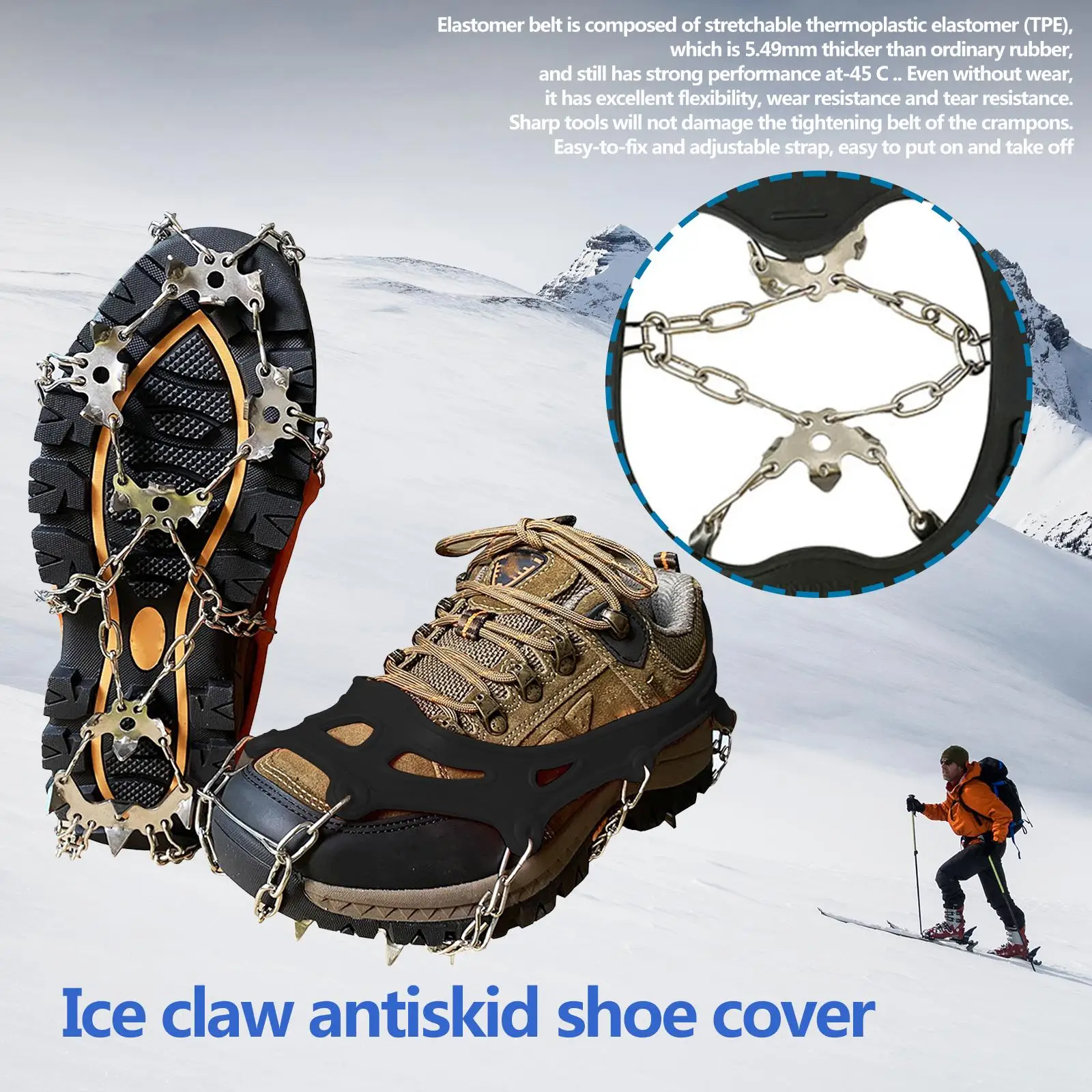 Ice Non-Slip Snow Shoe Spikes Grips Cleats Crampons Winter Climbing Safety Tool Anti Slip Shoes Cover Outdoor Crampones Nieve
Ice Non-Slip Snow Shoe Spikes Grips Cleats Crampons Winter Climbing Safety Tool Anti Slip Shoes Cover Outdoor Crampones Nieve