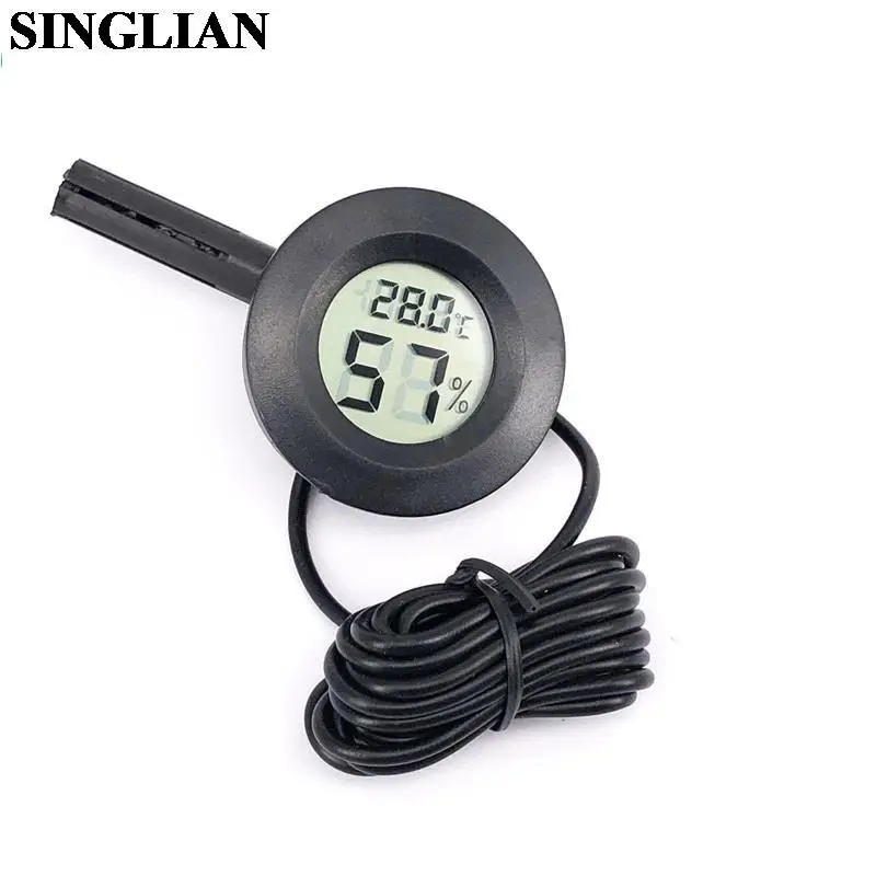 

Circular Embedded Thermometer Hygrometer Electronic Temperature Humidity Meter Gauge Instruments LCD Digital Display With Probe