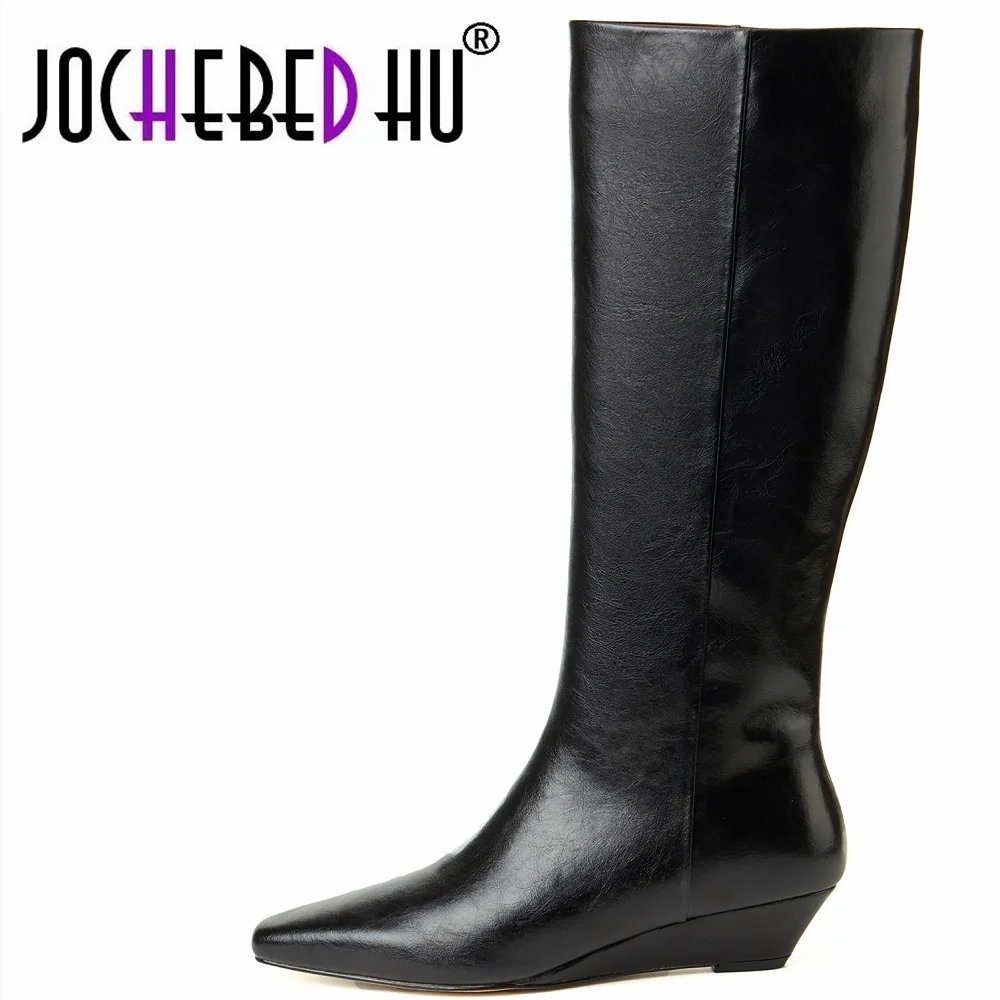【JOCHEBED HU】2022 New Women Genuine Leather Knee High Boots Thick Heels Slip On Long Boot Winter Shoes Ladies Footwear 33-40
【JOCHEBED HU】2022 New Women Genuine Leather Knee High Boots Thick Heels Slip On Long Boot Winter Shoes Ladies Footwear 33-40