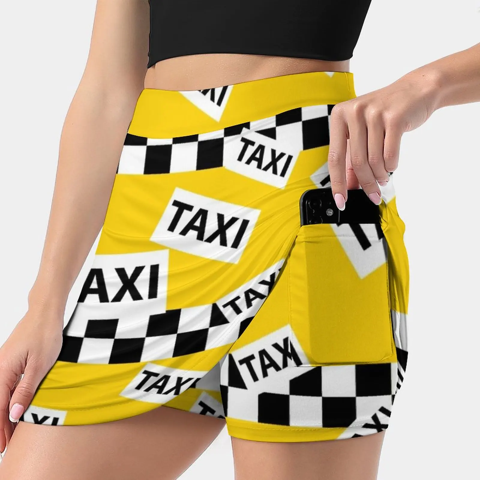 

New York Yellow Taxi Cab Pattern Women's skirt Sport Skort Skirt With Pocket Fashion Korean Style Skirt 4Xl Skirts New York