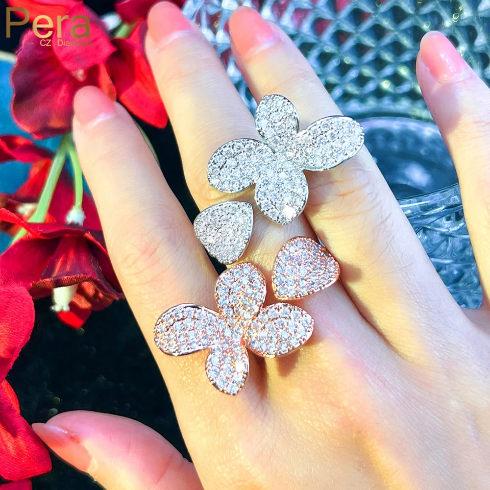 Pera New Fashion Open Cuff Design Big Flower Leaf Shape AAA+ Cubic Zirconia Stone Pave Elegant Women Finger Rings Jewelry R067
Pera New Fashion Open Cuff Design Big Flower Leaf Shape AAA+ Cubic Zirconia Stone Pave Elegant Women Finger Rings Jewelry R067