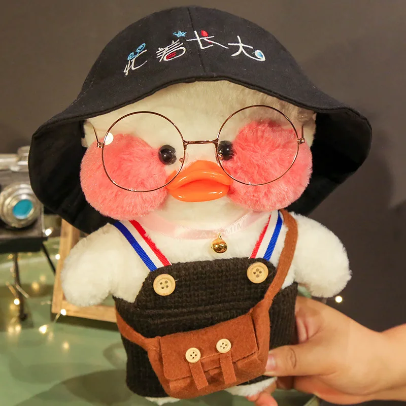 White 30CM Lalafanfan Ducks Black Jumpsuits Plush Doll Soft Toys Headband Busy Growing Up Hat Glasses Outfit Bag Kids Gift AE331
White 30CM Lalafanfan Ducks Black Jumpsuits Plush Doll Soft Toys Headband Busy Growing Up Hat Glasses Outfit Bag Kids Gift AE331