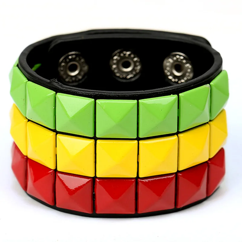 WANGAIYAO new fashion punk multicolor square nail leather bracelet personality riding bar jewelry men's wide leather PU bracelet
WANGAIYAO new fashion punk multicolor square nail leather bracelet personality riding bar jewelry men's wide leather PU bracelet