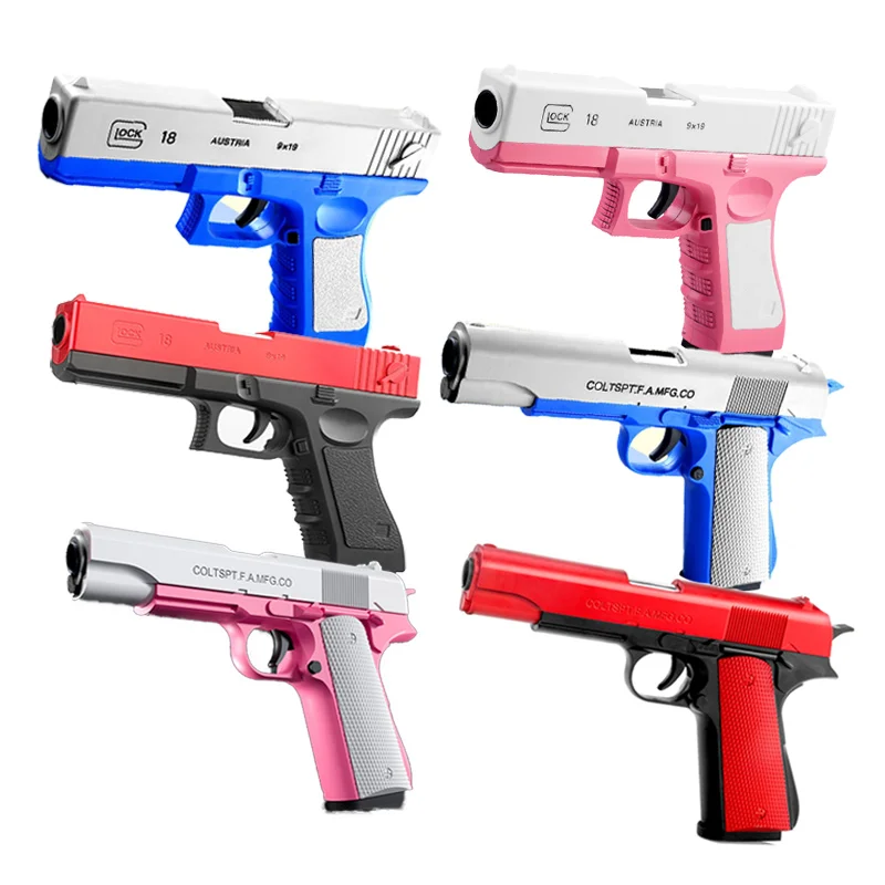 

2 шт./компл. мягкие пулевые пистолеты, ручной Короткий пистолет, цветные пули, снайперский пистолет, игрушечный пистолет Glock для детей, игрушк...