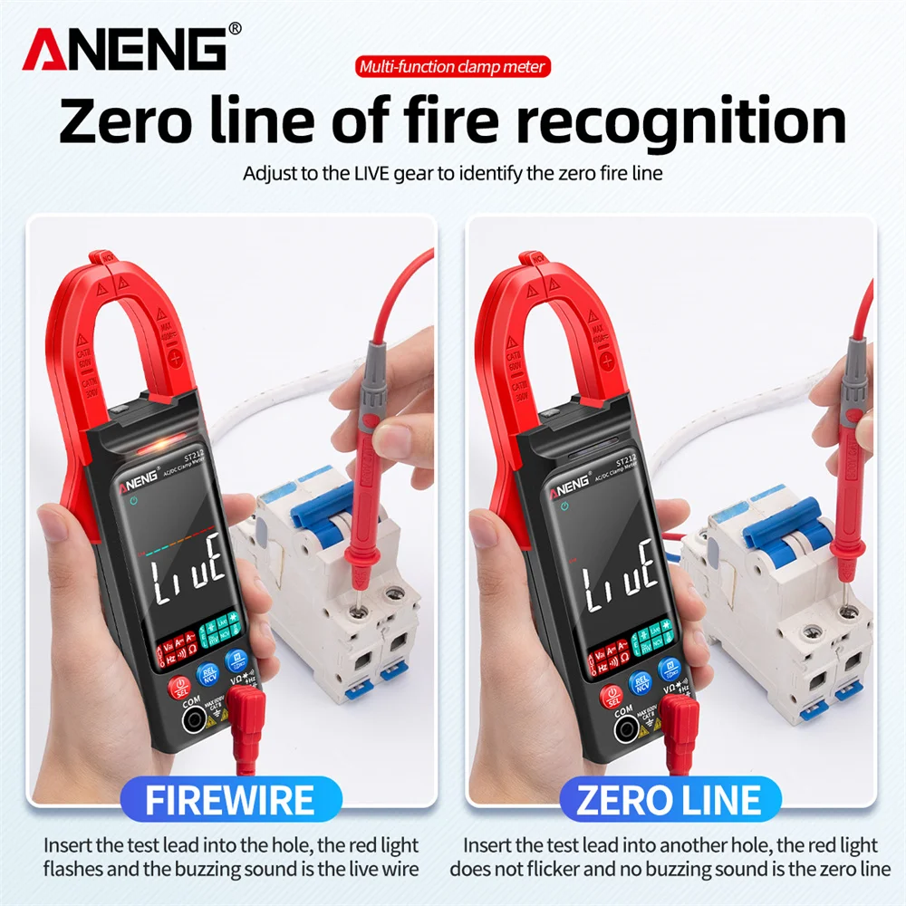 ANENG ST212 DC/AC Current Digital Clamp Meter 6000 Counts 400A Amp Multimeter Large Color Screen Voltage Tester Car Hz NCV Ohm
ANENG ST212 DC/AC Current Digital Clamp Meter 6000 Counts 400A Amp Multimeter Large Color Screen Voltage Tester Car Hz NCV Ohm