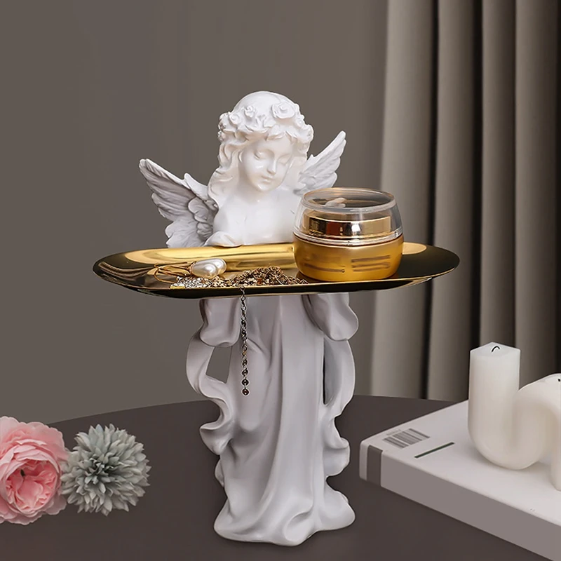 Practical Desktop Angel Figurines Holding Storage Tray Key Snack Jewelry Holder Decorative Tray Resin Angel Statue with Tray
Practical Desktop Angel Figurines Holding Storage Tray Key Snack Jewelry Holder Decorative Tray Resin Angel Statue with Tray