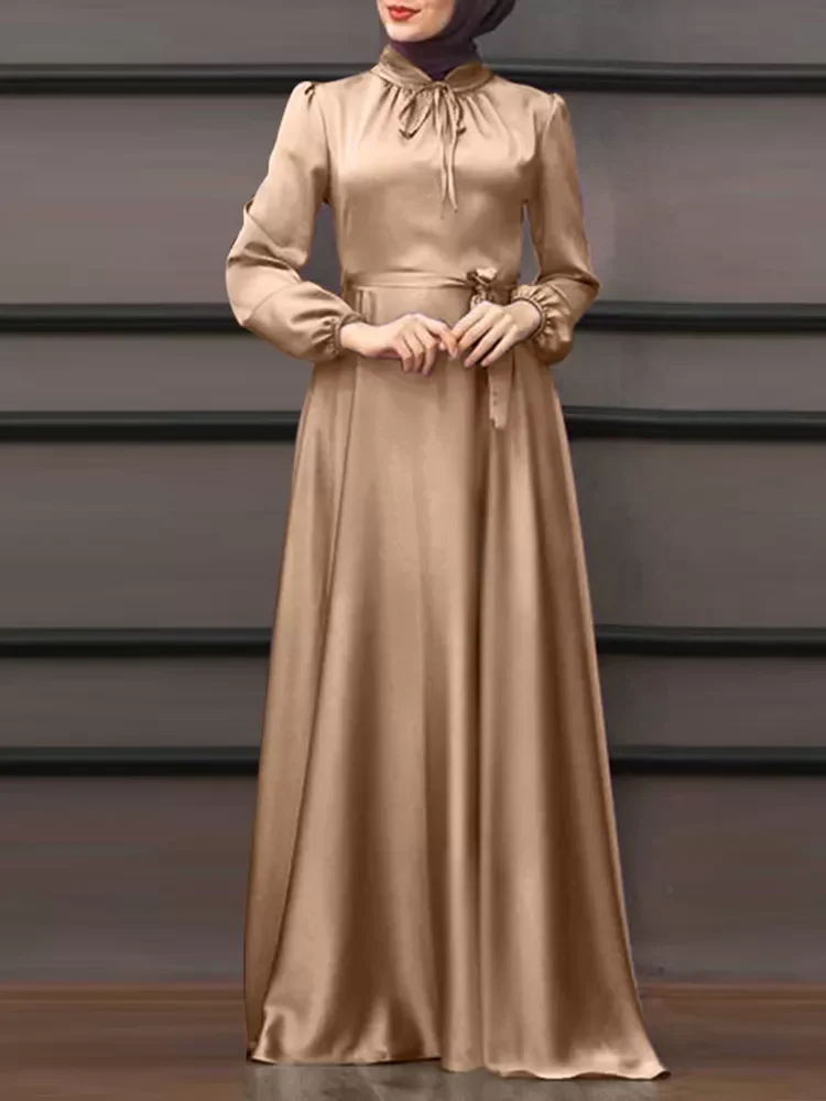 ZANZEA Women Spring Long Sleeve Solid Muslim Sundress Lace Up Vestido Dubai Abaya Hijab Dress Robe Elegant Maxi Long Satin Dress
ZANZEA Women Spring Long Sleeve Solid Muslim Sundress Lace Up Vestido Dubai Abaya Hijab Dress Robe Elegant Maxi Long Satin Dress