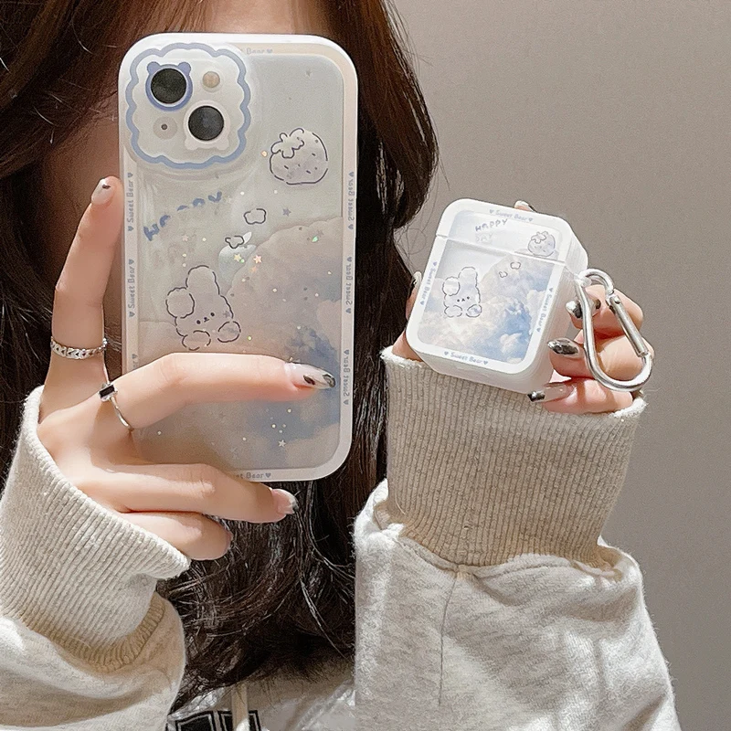 Cute bunny bear glitter stars clear protective Phone case for airpods 3 Pro 2 For iphone 13 12 11 Pro Max x xr xs silicone cover 
Cute bunny bear glitter stars clear protective Phone case for airpods 3 Pro 2 For iphone 13 12 11 Pro Max x xr xs silicone cover