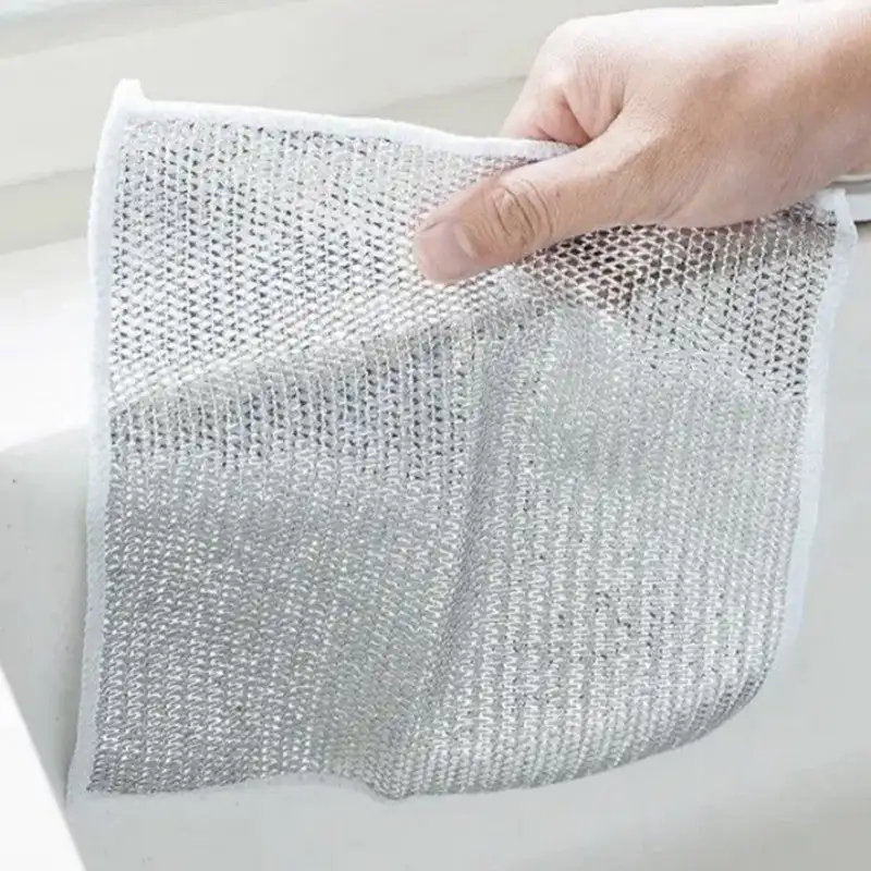 10Pcs Silver Cleaning Cloth Magic DishTowel Reusable Non Stick Oil Dishcloth Pot Strong Rust Removal Replace SteelWire Balls Rag 
10Pcs Silver Cleaning Cloth Magic DishTowel Reusable Non Stick Oil Dishcloth Pot Strong Rust Removal Replace SteelWire Balls Rag