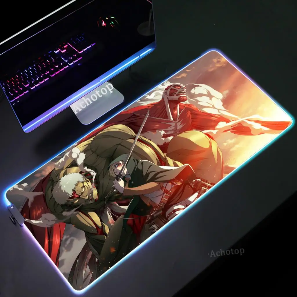 Attack on Titan RGB Mousepad Anti-slip Desktop Pads LED Luminous Keyboard Mouse Pad Locking Edge Rubber Mouse Mat Office Deskmat
Attack on Titan RGB Mousepad Anti-slip Desktop Pads LED Luminous Keyboard Mouse Pad Locking Edge Rubber Mouse Mat Office Deskmat