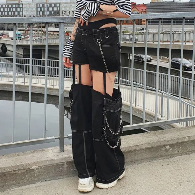 WeiYao Hollow Out Design Goth Streetwear Cargo Pants Contrast Stitching Stripe Straight Trousers Women Chians Punk Techwear
WeiYao Hollow Out Design Goth Streetwear Cargo Pants Contrast Stitching Stripe Straight Trousers Women Chians Punk Techwear