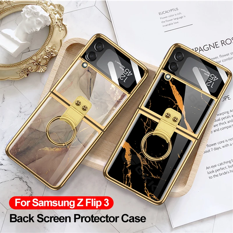 GKK Original Tempered Glass Ring Stand Case For Samsung Galaxy Z Flip 3 Case Back Screen Protector Cover For Samsung Z Flip3 5G
GKK Original Tempered Glass Ring Stand Case For Samsung Galaxy Z Flip 3 Case Back Screen Protector Cover For Samsung Z Flip3 5G