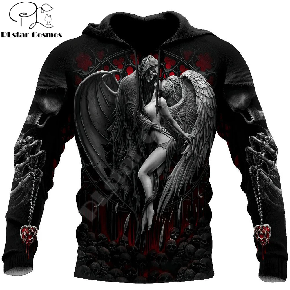 

Reaper crânio anjo e demônio 3d em todo o outono impresso homem hoodies unisex casual zip pulôver streetwear sudadera hombre dw0