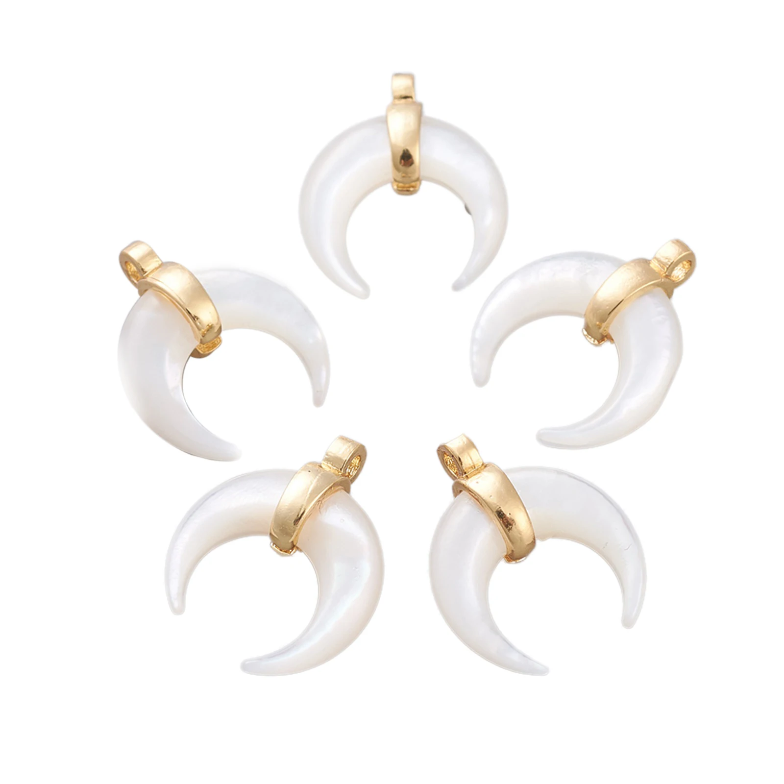 5pcs Natural White Pearl Shell Pendants Charm Brass Bail Double Horn Crescent Moon for Jewelry Making DIY Bracelet 15.5x13x5.3mm
5pcs Natural White Pearl Shell Pendants Charm Brass Bail Double Horn Crescent Moon for Jewelry Making DIY Bracelet 15.5x13x5.3mm