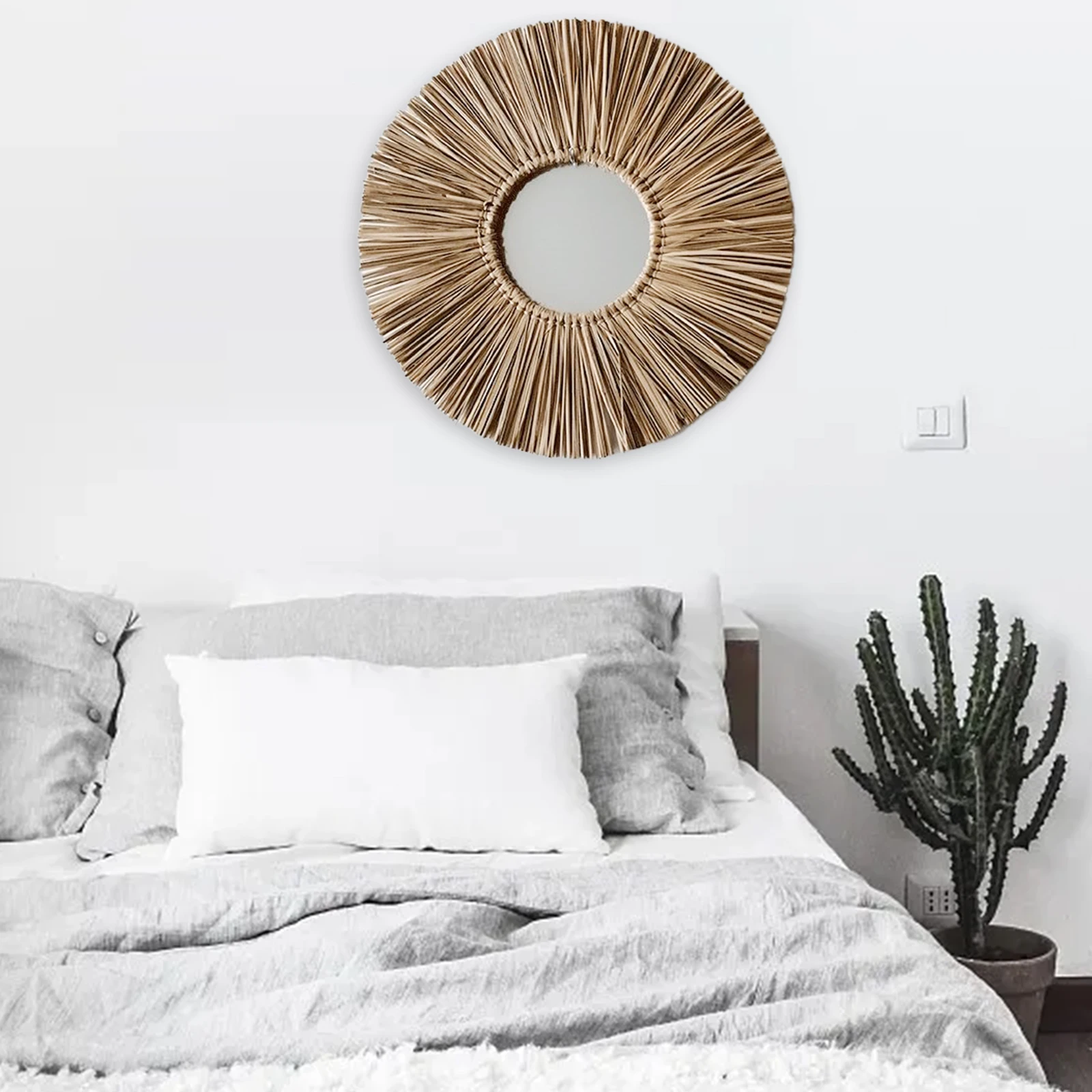 15.7inches Round Straw Rope Mirror Bathroom Bedroom Hanging Wall Decorative Mirror Wall Mounted Mirror Home Decor Supplies
15.7inches Round Straw Rope Mirror Bathroom Bedroom Hanging Wall Decorative Mirror Wall Mounted Mirror Home Decor Supplies