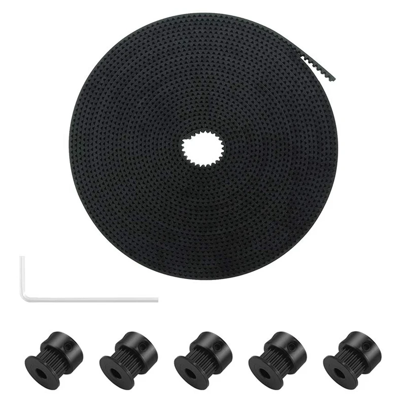 GT2 Open Timing Belt 6mm Width 5Meter Pure Rubber + 5Pcs Timing Belt Pulley Wheel 20-5-6 + Hex Wrench
GT2 Open Timing Belt 6mm Width 5Meter Pure Rubber + 5Pcs Timing Belt Pulley Wheel 20-5-6 + Hex Wrench