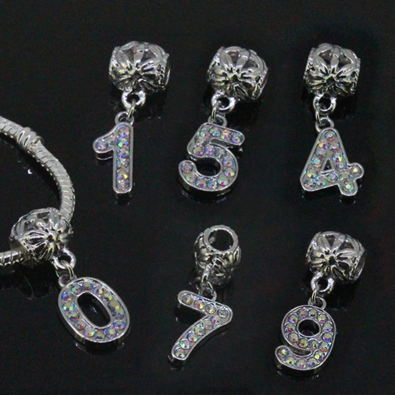 5pcs/lot AB Rhinestone Crystal White Gold Color Big Hole Beads Number Charms For Making European Bracelet Jewelry Accessories
5pcs/lot AB Rhinestone Crystal White Gold Color Big Hole Beads Number Charms For Making European Bracelet Jewelry Accessories