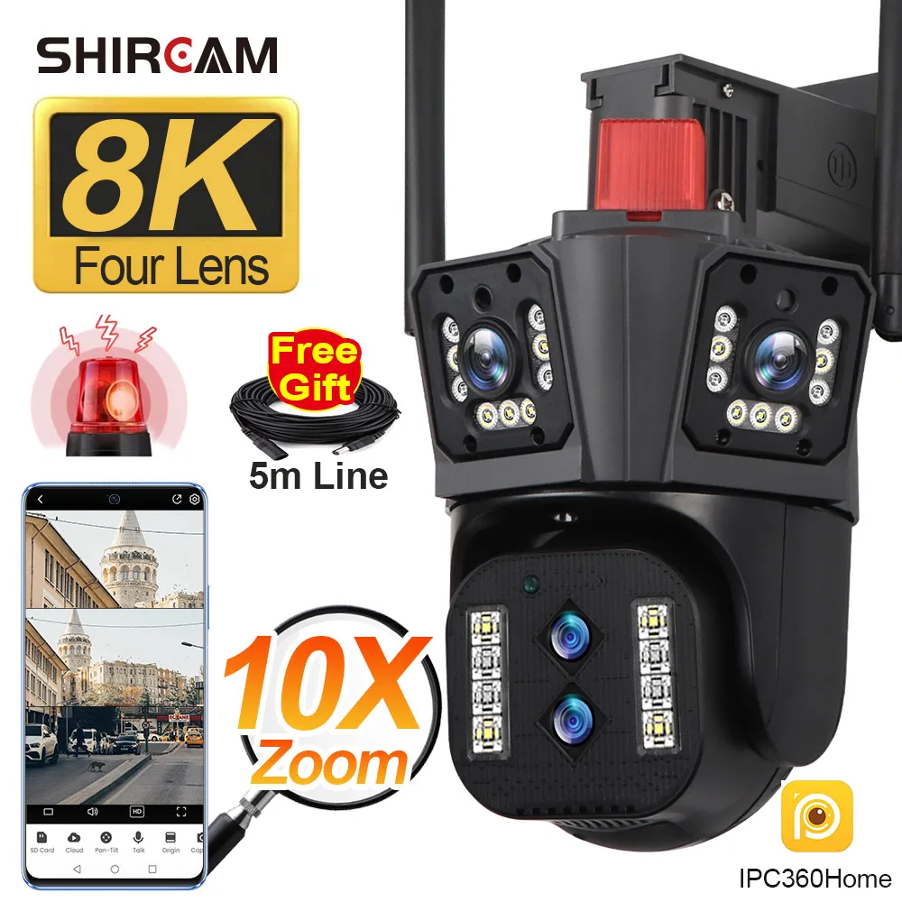 UHD 8K PTZ WIFI IP Camera Outdoor 10X Optical Zoom Auto Tracking Waterproof Four Lens Three Screen 6K Security Surveillance Cam
UHD 8K PTZ WIFI IP Camera Outdoor 10X Optical Zoom Auto Tracking Waterproof Four Lens Three Screen 6K Security Surveillance Cam