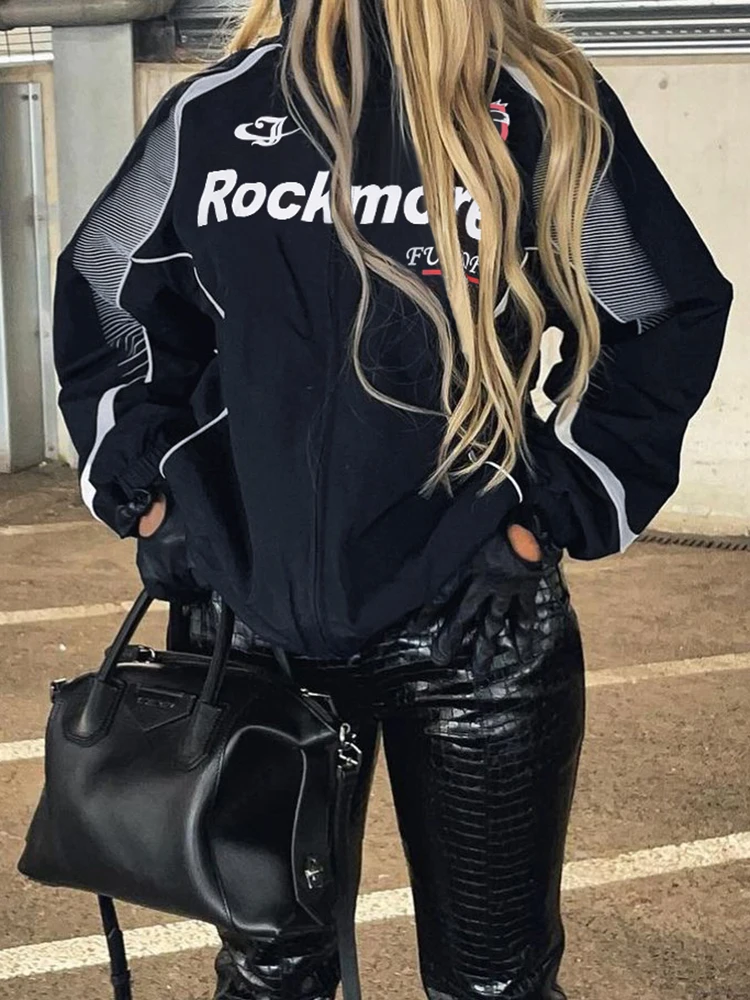Sunny Black Moto & Biker Jackets For Women 2022 New ZipUp Stand Collar Long Sleeve Fall Outfits Letter Print Streetwear Coats
Sunny Black Moto & Biker Jackets For Women 2022 New ZipUp Stand Collar Long Sleeve Fall Outfits Letter Print Streetwear Coats